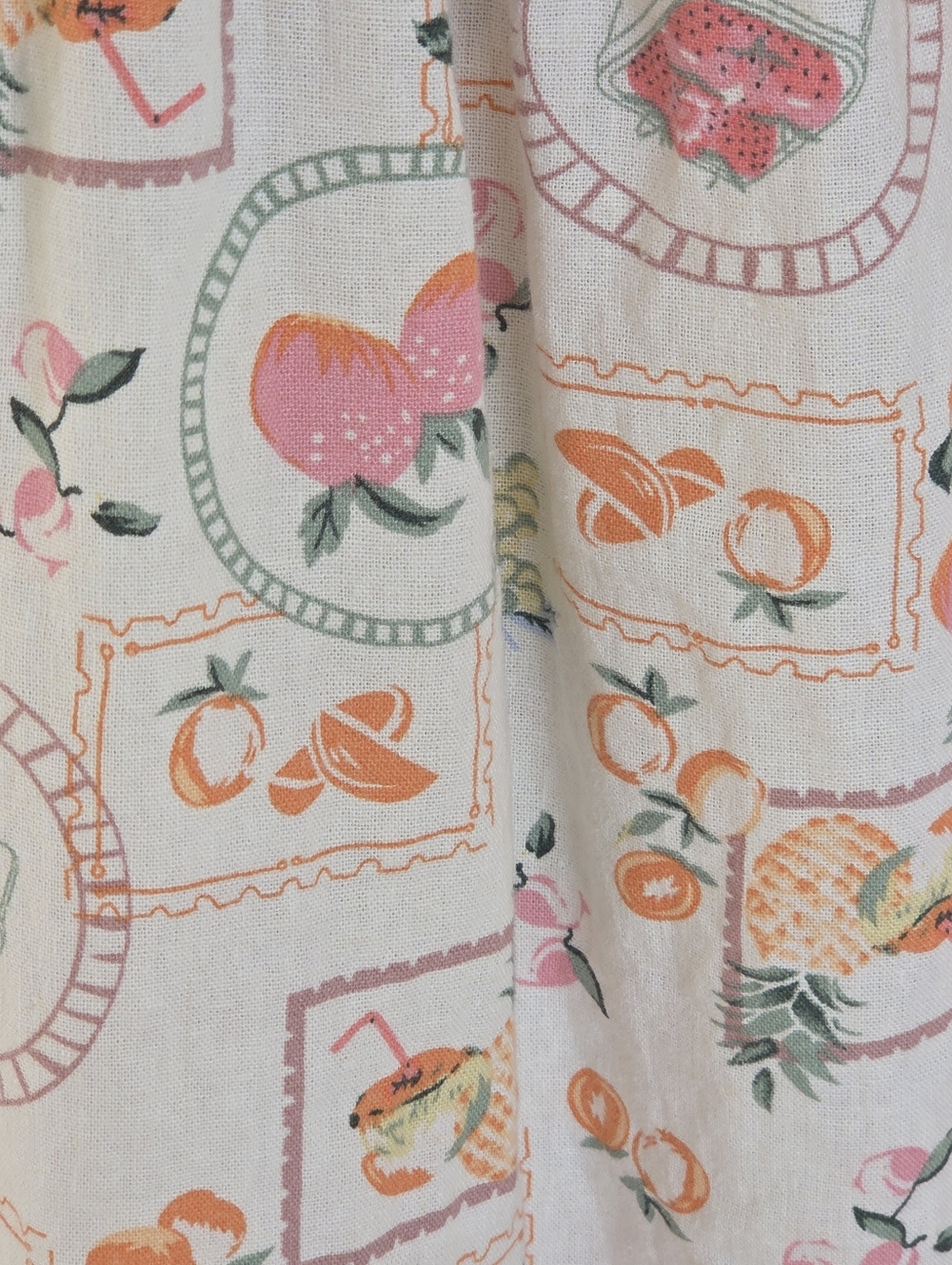 NWOT Linen Blend Fruit Print Tiered Midi Dress with Pockets L - Picture 5 of 13